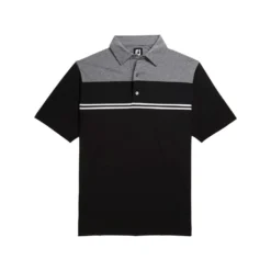 FootJoy Heather Color Block Lisle Self Collar Black Mens Golf Polo -Gofl Clothes Store 11985 3