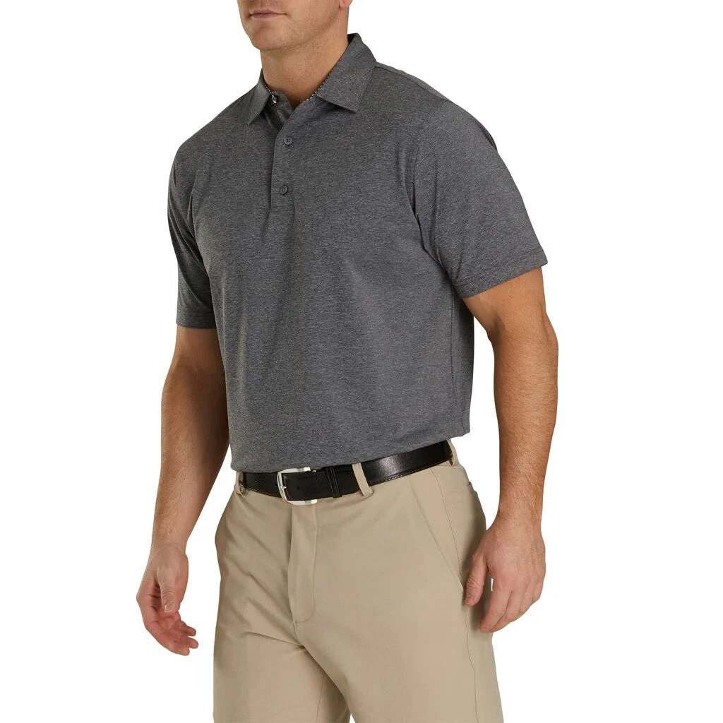 FootJoy Solid Lisle Self Collar Charcoal Mens Golf Polo 1 FootJoy Solid Lisle Self Collar Charcoal Mens Golf Polo