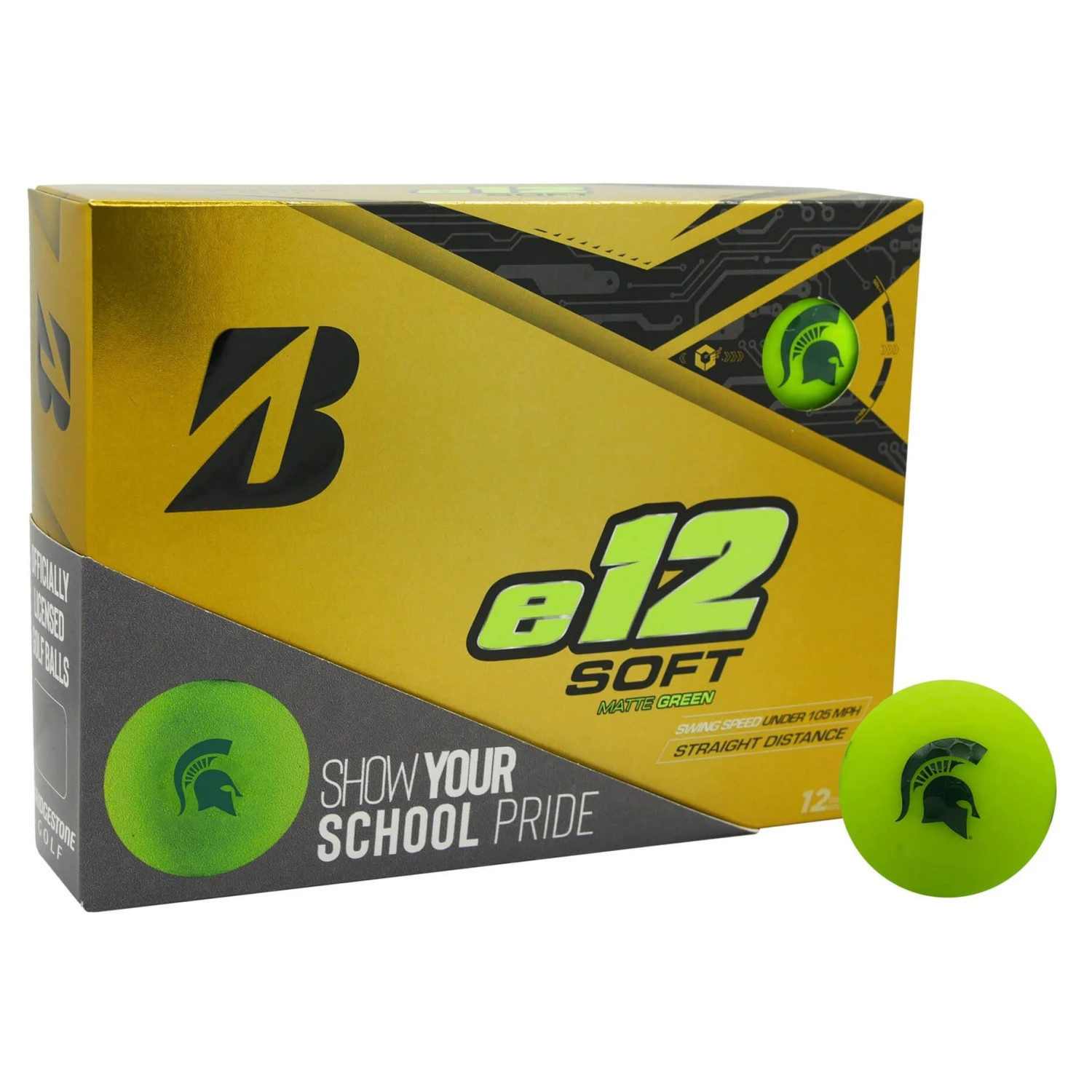 Bridgestone E12 SOFT Michigan State Spartans Golf Balls - Dozen 1 Bridgestone E12 SOFT Michigan State Spartans Golf Balls - Dozen