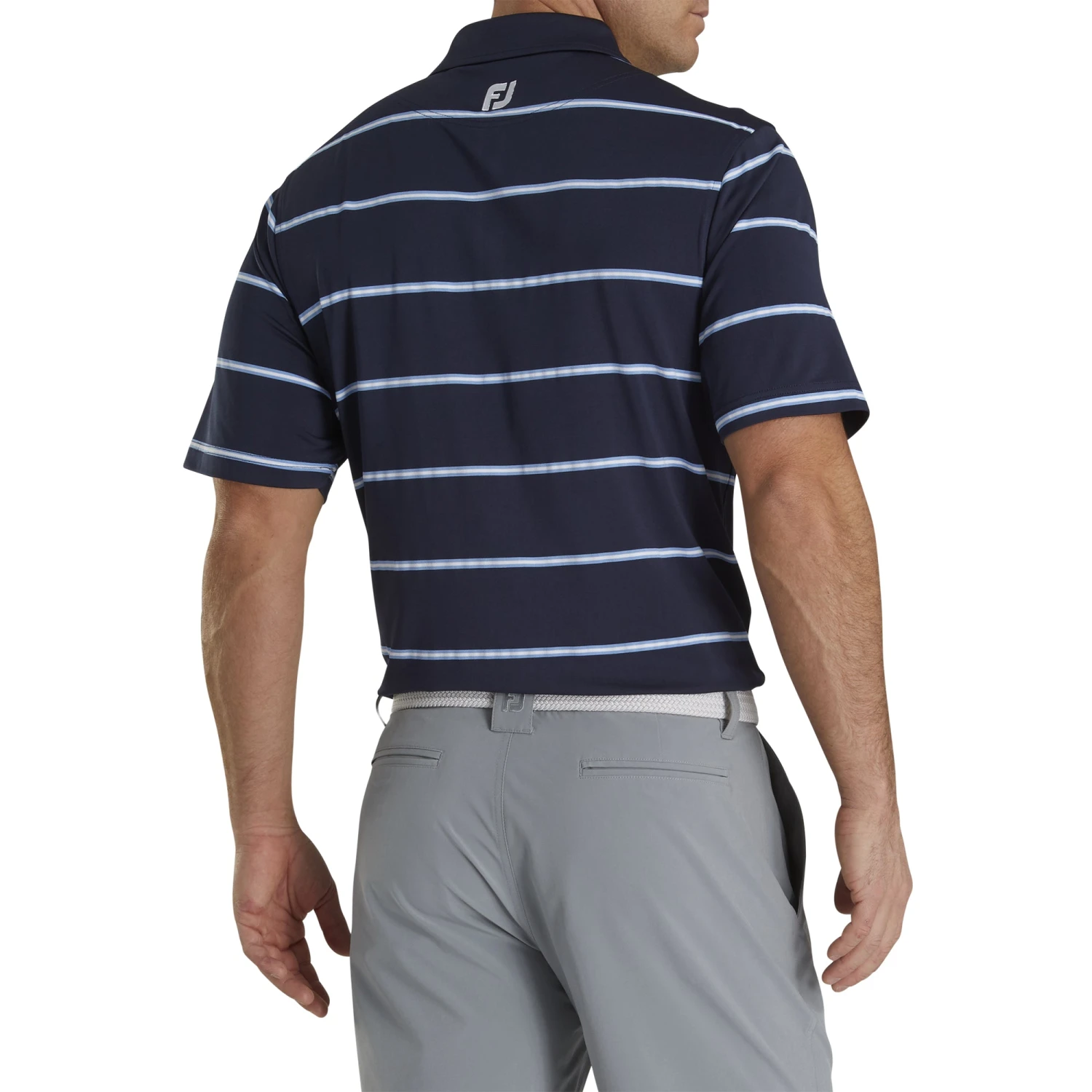 FootJoy Lisle Pique Open Stripe Self Collar Mens Golf Polo 2 FootJoy Lisle Pique Open Stripe Self Collar Mens Golf Polo - Image 2
