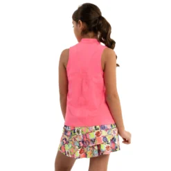 Lucky In Love Birdie Girls Sleeveless Golf Polo -Gofl Clothes Store 20455 NEONPINK648 2