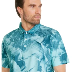 PUMA Golf Puma MATTR Palm Leaves Mens Golf Polo -Gofl Clothes Store 23295 ANGELBLUE02 2