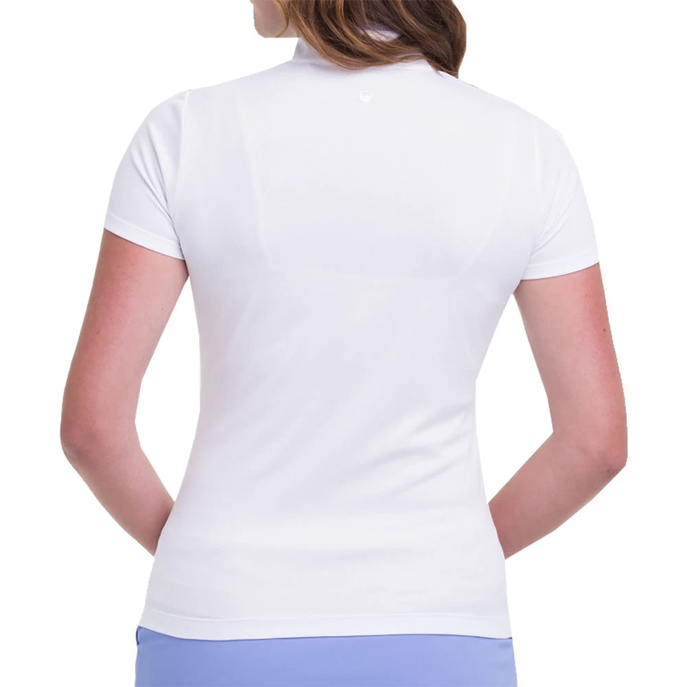 EP New York Split Mock Print White Multi Womens Short Sleeve Golf Polo 2 EP New York Split Mock Print White Multi Womens Short Sleeve Golf Polo - Image 2
