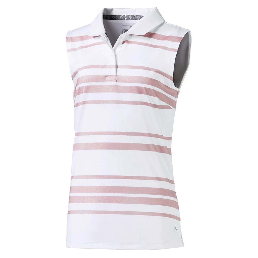 PUMA Golf Puma Stripe Sleeveless Girls Golf Polo 1 PUMA Golf Puma Stripe Sleeveless Girls Golf Polo