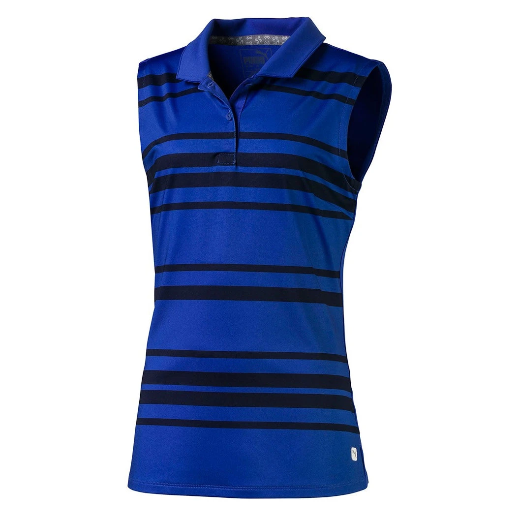 PUMA Golf Puma Stripe Sleeveless Girls Golf Polo 2 PUMA Golf Puma Stripe Sleeveless Girls Golf Polo - Image 2