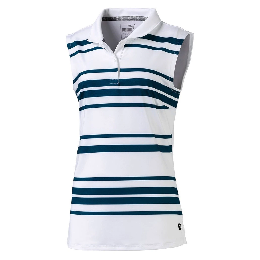PUMA Golf Puma Stripe Sleeveless Girls Golf Polo 3 PUMA Golf Puma Stripe Sleeveless Girls Golf Polo - Image 3